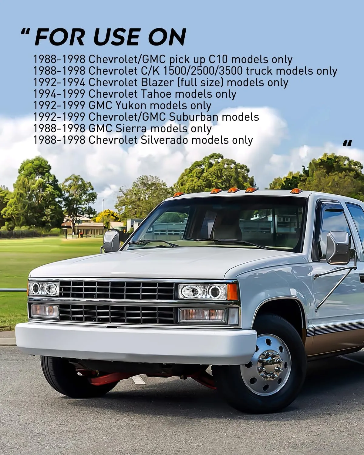 1988-1998 Chevy/GMC C10 C/K 1994-1999 Tahoe 1992-1994 Blazer 1992-1999 Yukon Suburban Headlight Assembly Chrome Housing Clear Lens