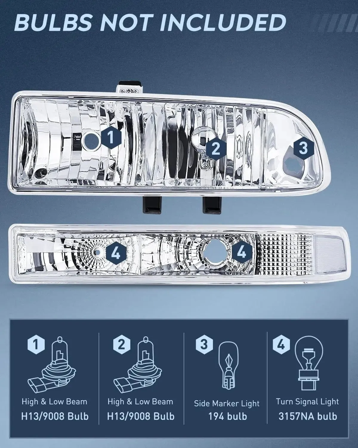 1998-2005 Chevy Blazer S10 Headlight Assembly Chrome Case Clear Reflector
