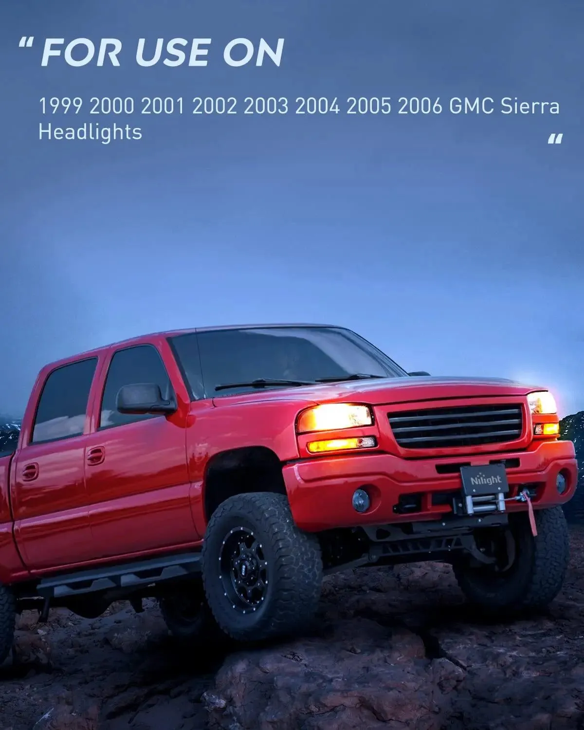 1999-2006 GMC Sierra Yukon Headlight Assembly Chrome Case Amber Reflector Smoke Lens