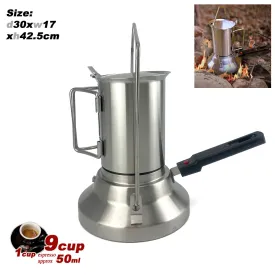 2-in-1 Camping Stainless Steel 9-Cup Moka Coffee Maker | Italian Espresso Kettle | 2024 Model