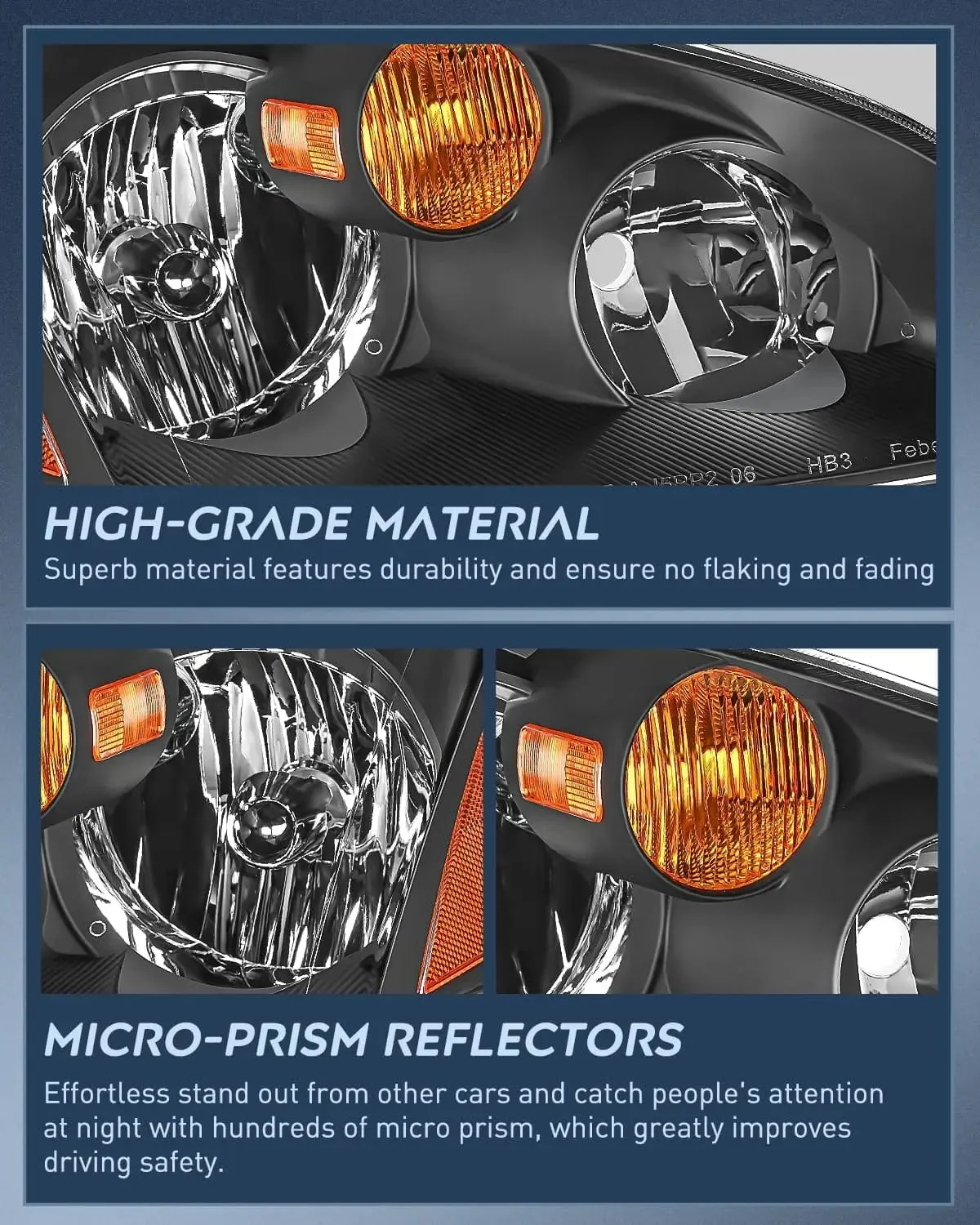 2002-2004 Nissan Altima Headlight Assembly Black Housing Amber Reflector Clear Lens