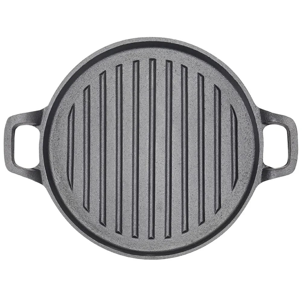 30cm Round Cast Iron Griddle Plate | BBQ Pan Cooking Griddle Grill for Stove/Oven