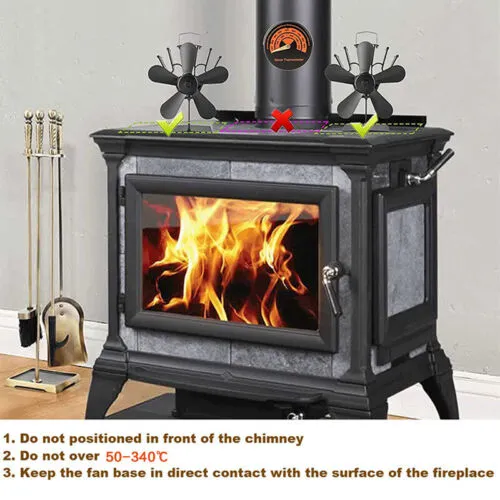 5 Blades Stove Fan | Heat Powered Fireplace Accessory | Wood Burning Stove Fan