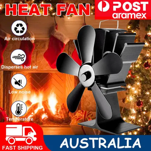 5 Blades Stove Fan | Heat Powered Fireplace Accessory | Wood Burning Stove Fan