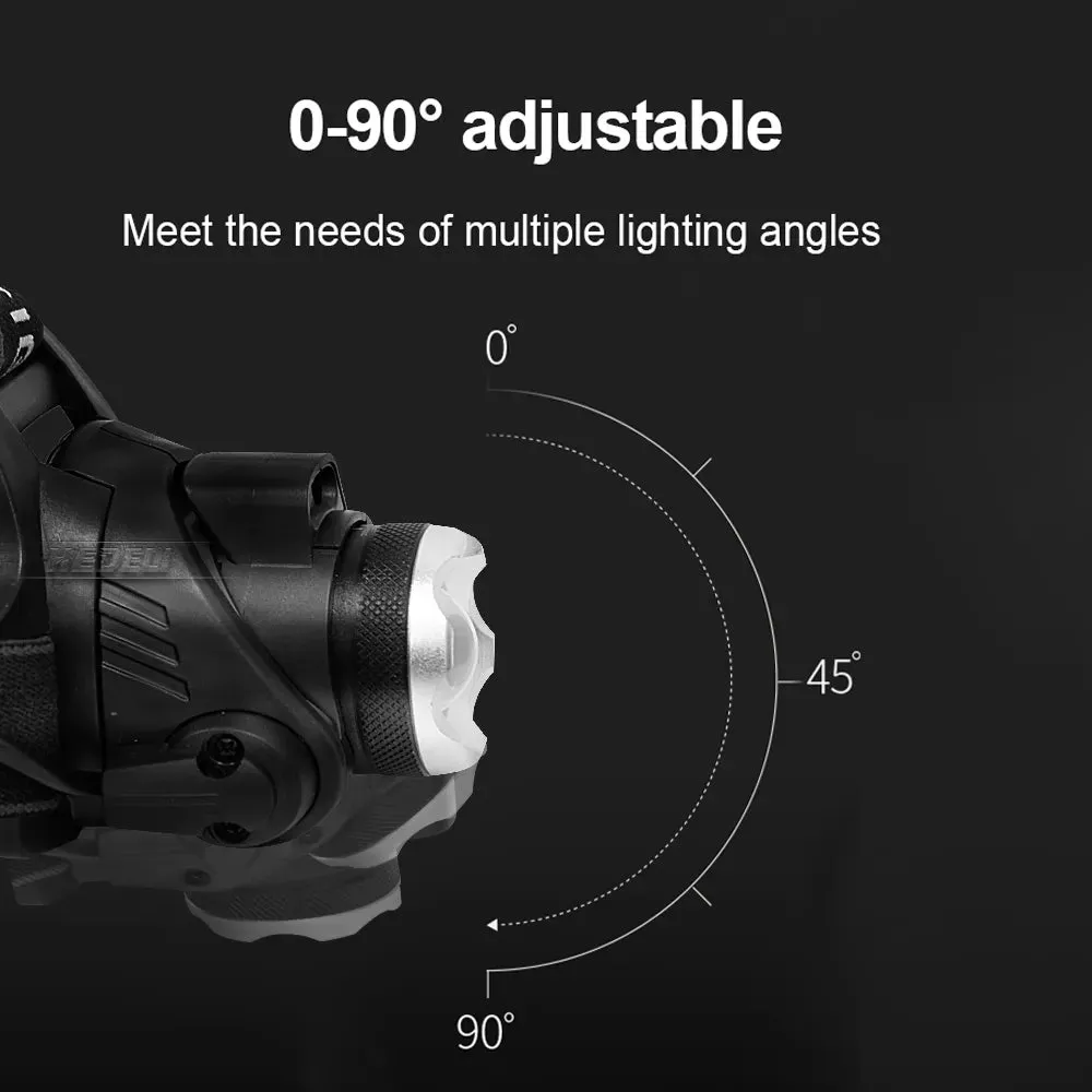 8000LM Sensor LED Headlamp Fishing Headlight 3 Modes Zoomable Waterproof Super bright camping light Powered by 2x18650 batteries