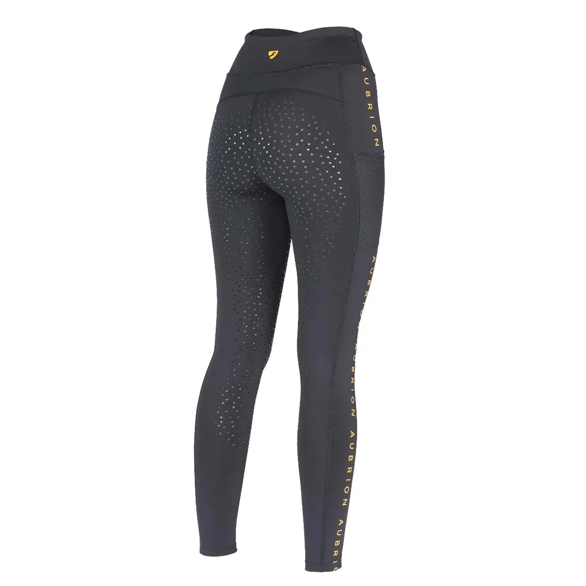 Aubrion Maids Brook Logo Riding Tights - Jet Black