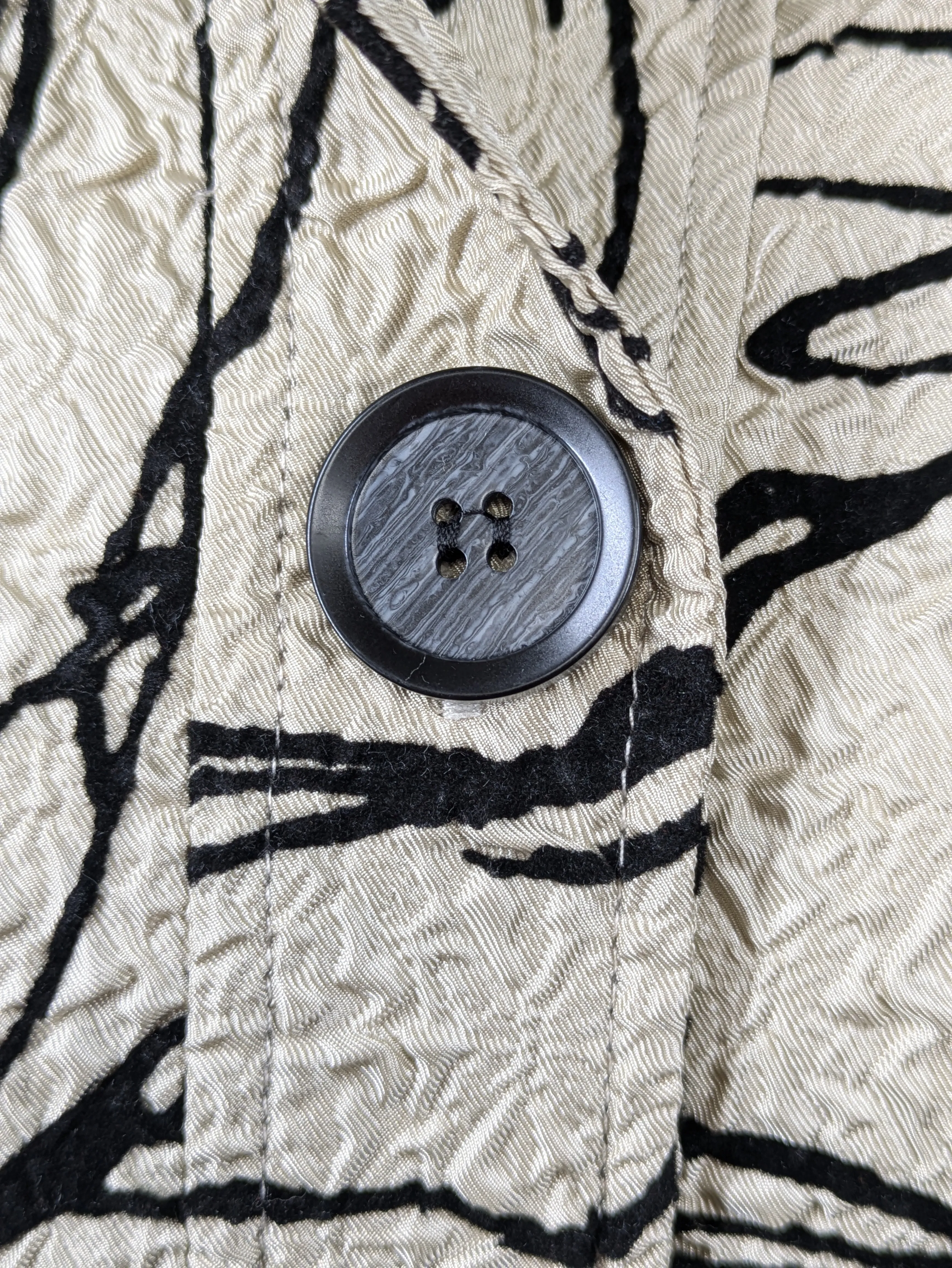 Beige with Black Design Creation Brand Crushed Textured Jacket Woman's