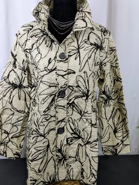 Beige with Black Design Creation Brand Crushed Textured Jacket Woman's