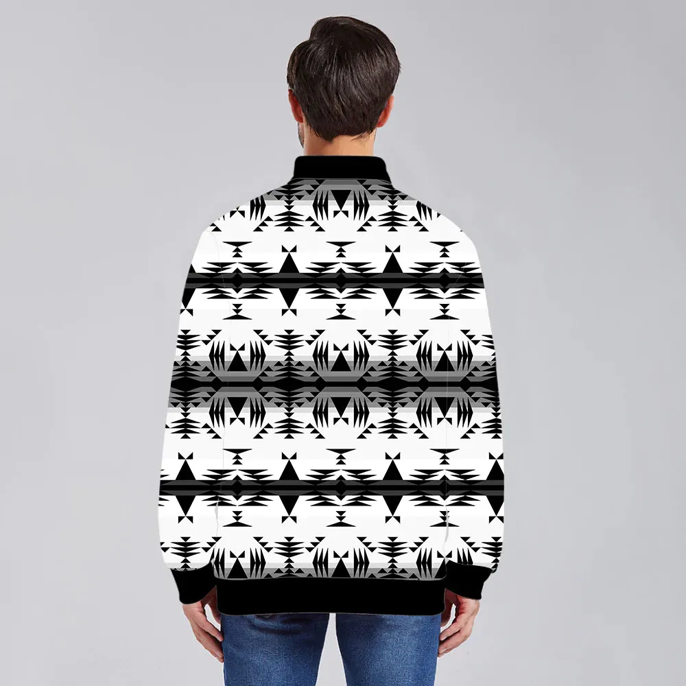 Between the Mountains White and Black Youth Zippered Collared Lightweight Jacket