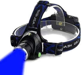 Blue Light Headlamp,3 Mode Blue LED headlamp,Zoomable Blue headlamp,Adjustable Focus Blue LED Headlight For Fishing Hunting Outdoor Activities,etc