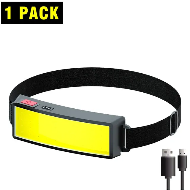 COB LED Headlight Built-in Battery Flashlight USB Rechargeable Head Lamp Torch Head Light Best Modes for Camping Fishing