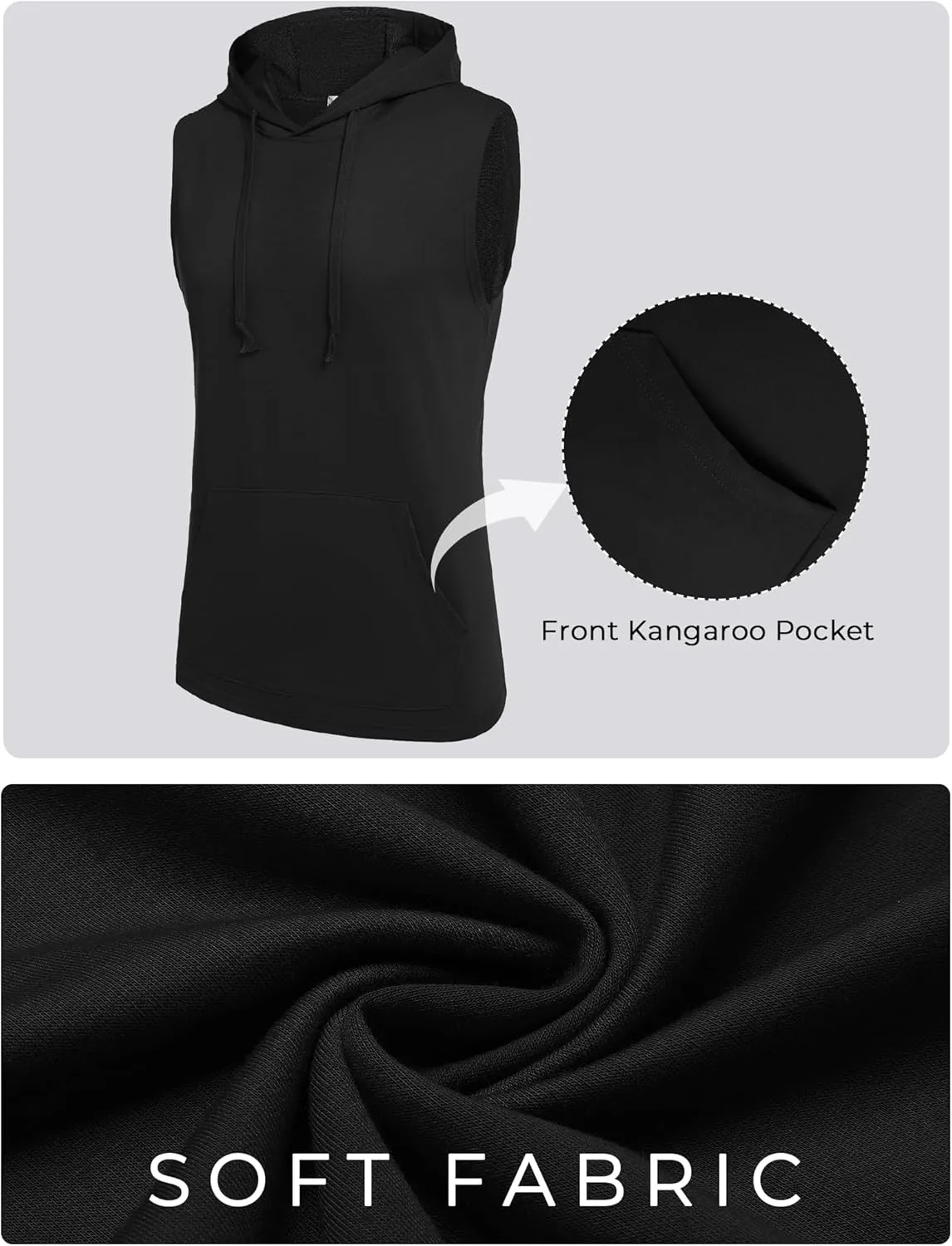 COOFANDY Mens Sleeveless Workout Hoodie Shorts Set 2 Piece Outfits Hooded Tank Tops Gym Tracksuit Sweatsuits