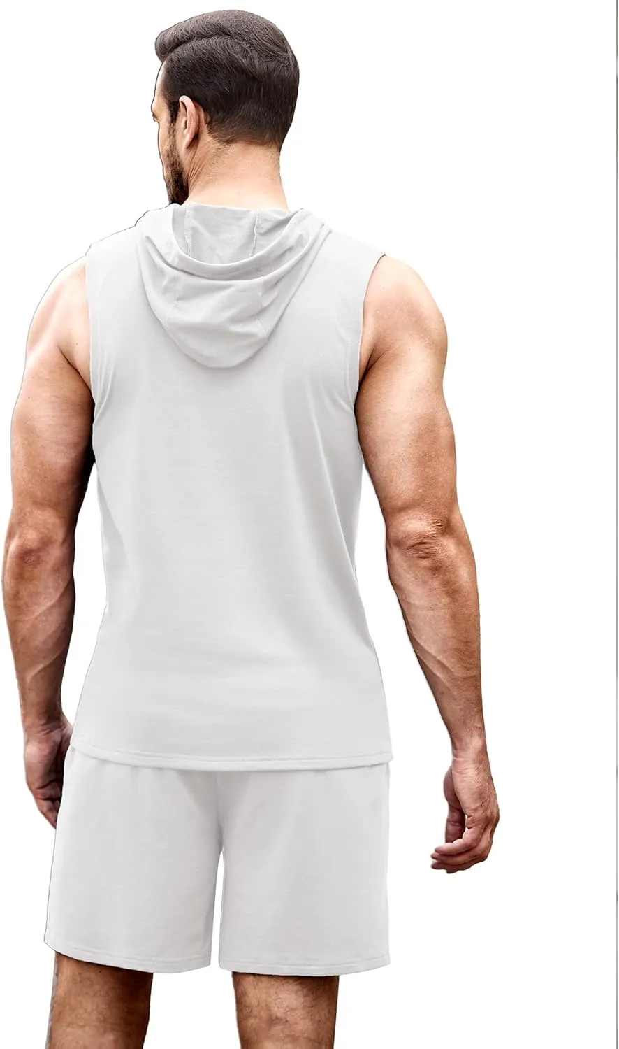 COOFANDY Mens Sleeveless Workout Hoodie Shorts Set 2 Piece Outfits Hooded Tank Tops Gym Tracksuit Sweatsuits
