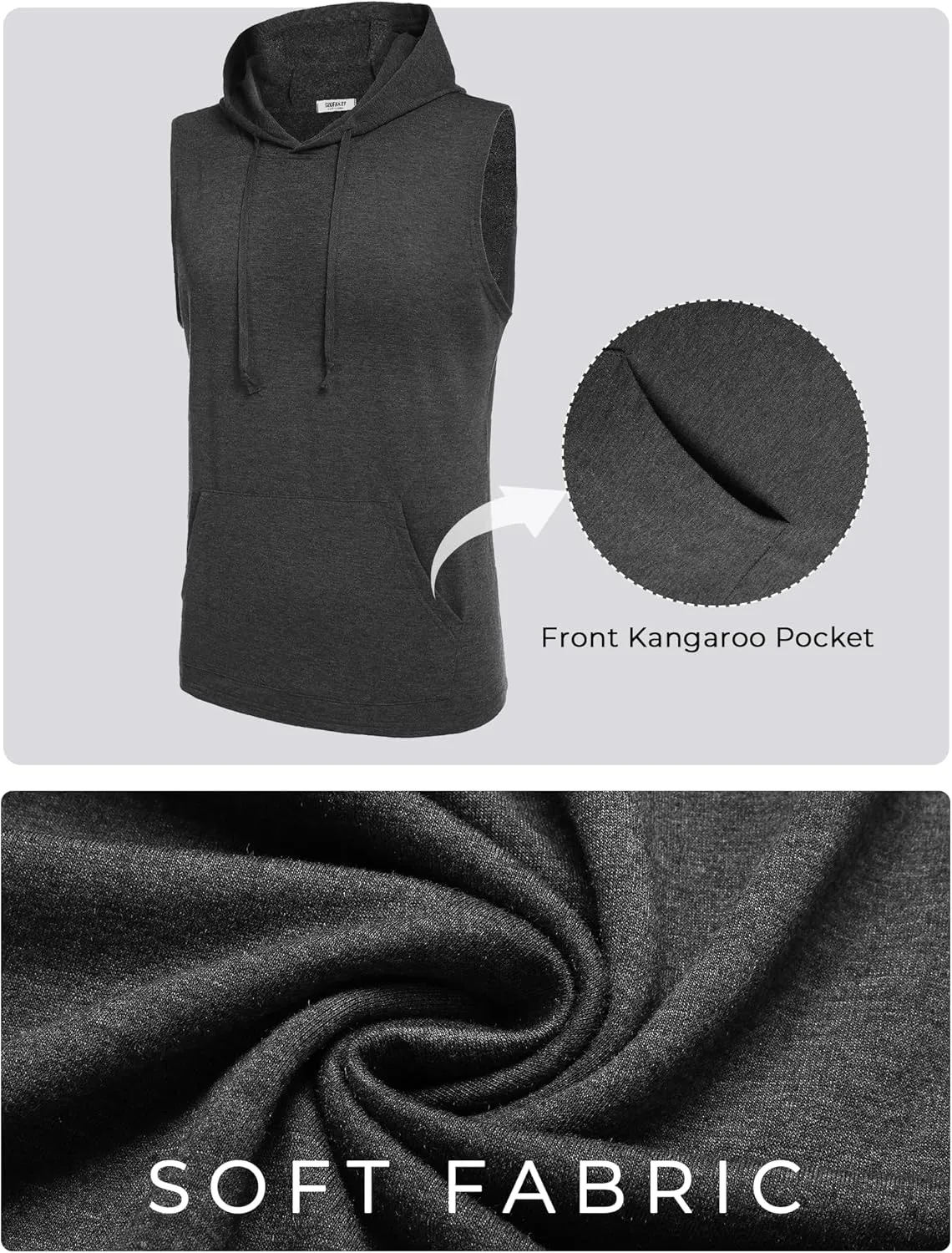 COOFANDY Mens Sleeveless Workout Hoodie Shorts Set 2 Piece Outfits Hooded Tank Tops Gym Tracksuit Sweatsuits