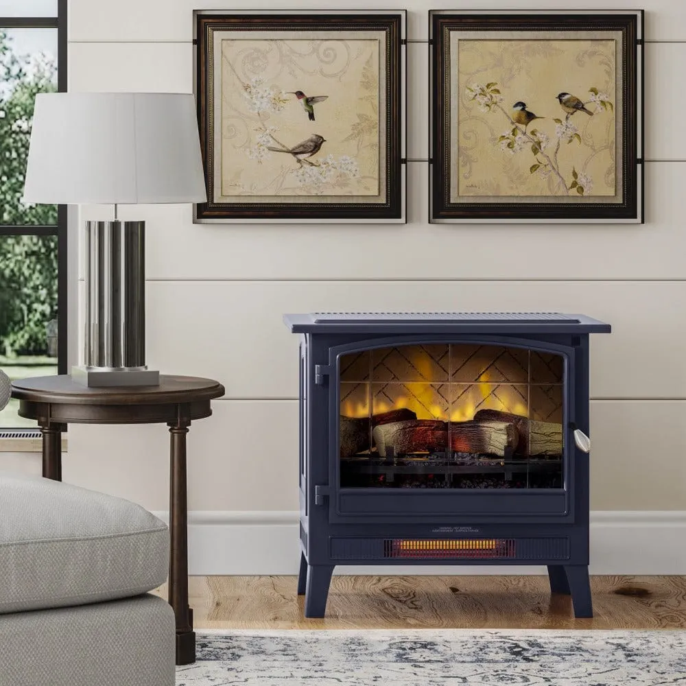 Country Living Navy Blue Infrared Electric Fireplace Stove Heater