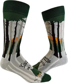 Crazy Dog T-Shirts Mens Funny Camping Socks With Awesome Graphics Hiking Socks For Men