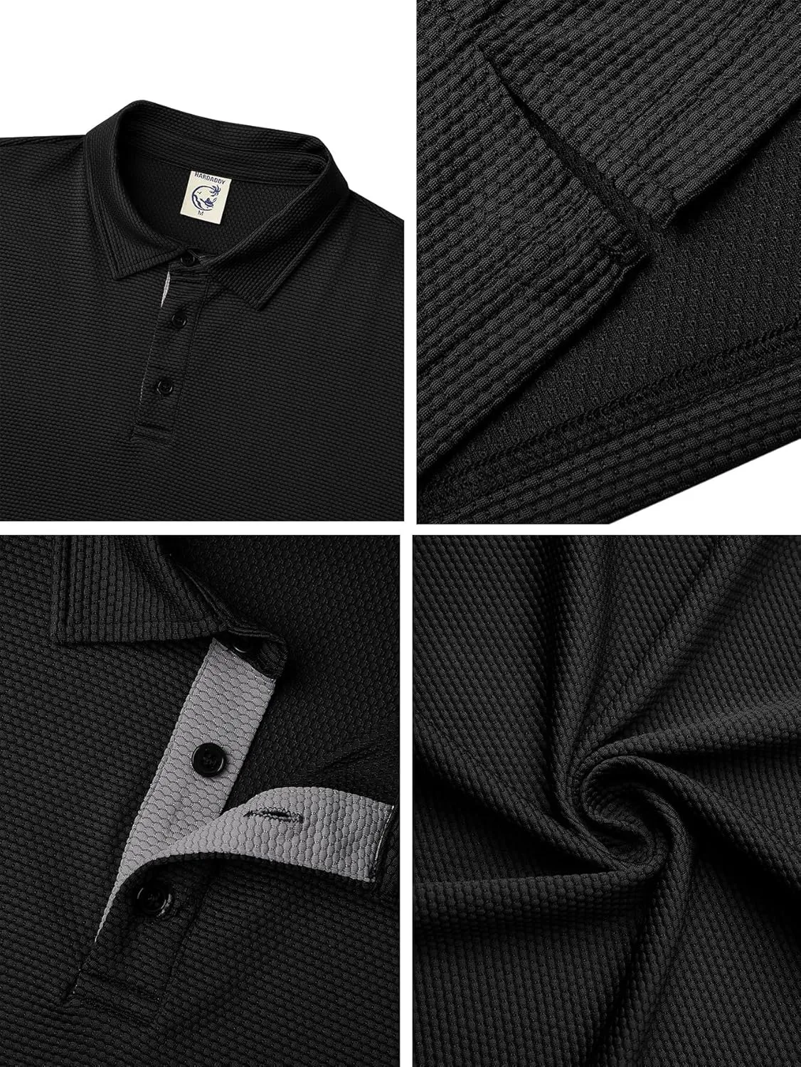 Hardaddy Men's Color Block Short Sleeve Polo Shirts Dry Fit Wrinkle Free Casual Lightweight Collared T-Shirts