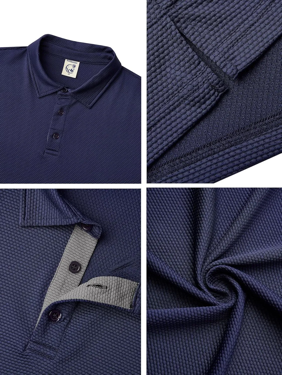 Hardaddy Men's Color Block Short Sleeve Polo Shirts Dry Fit Wrinkle Free Casual Lightweight Collared T-Shirts