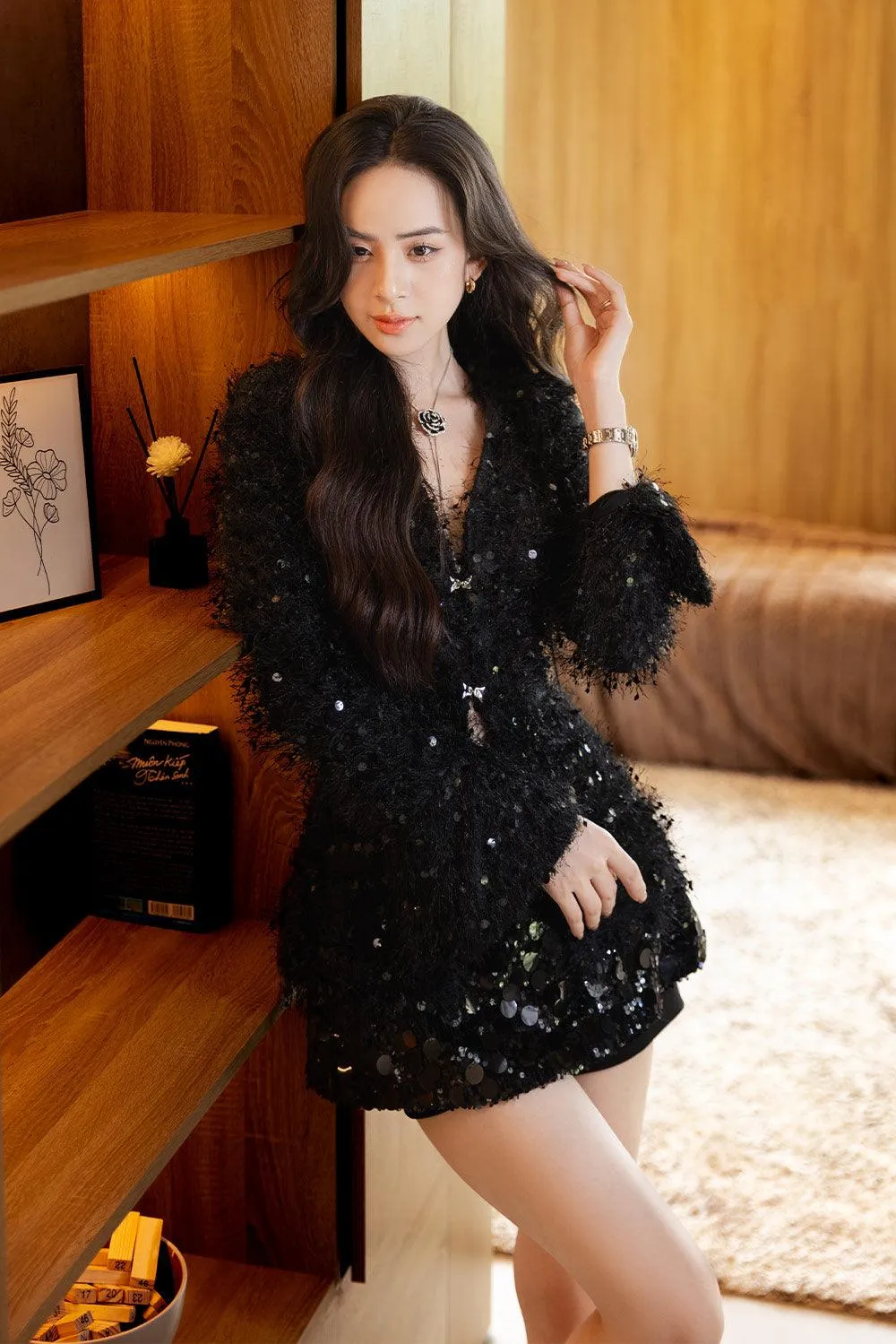 Ivy A-line High Waist Sequin Short Length Skort