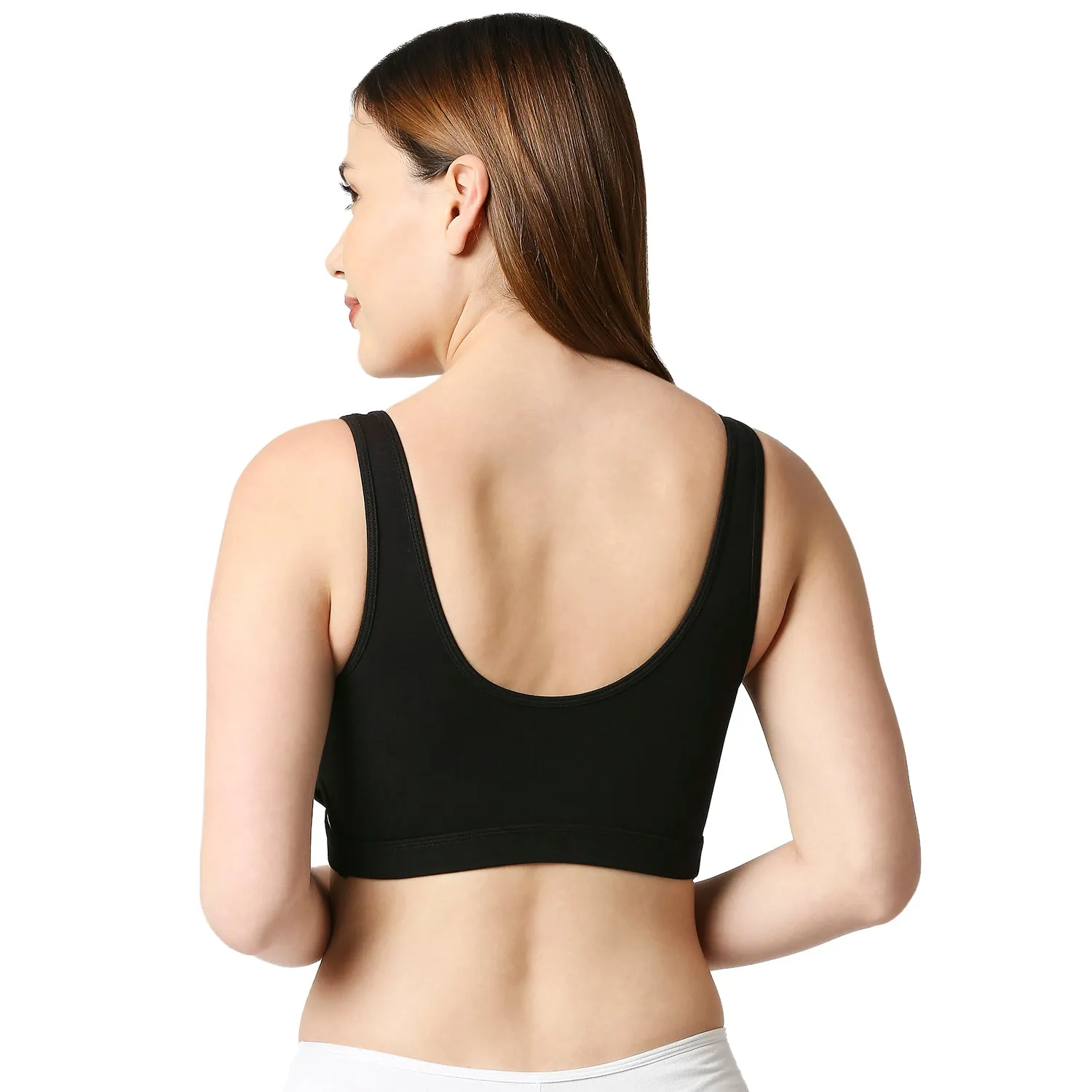 JS 90-4-Padded Solid Low Impact Sports Bra  Black