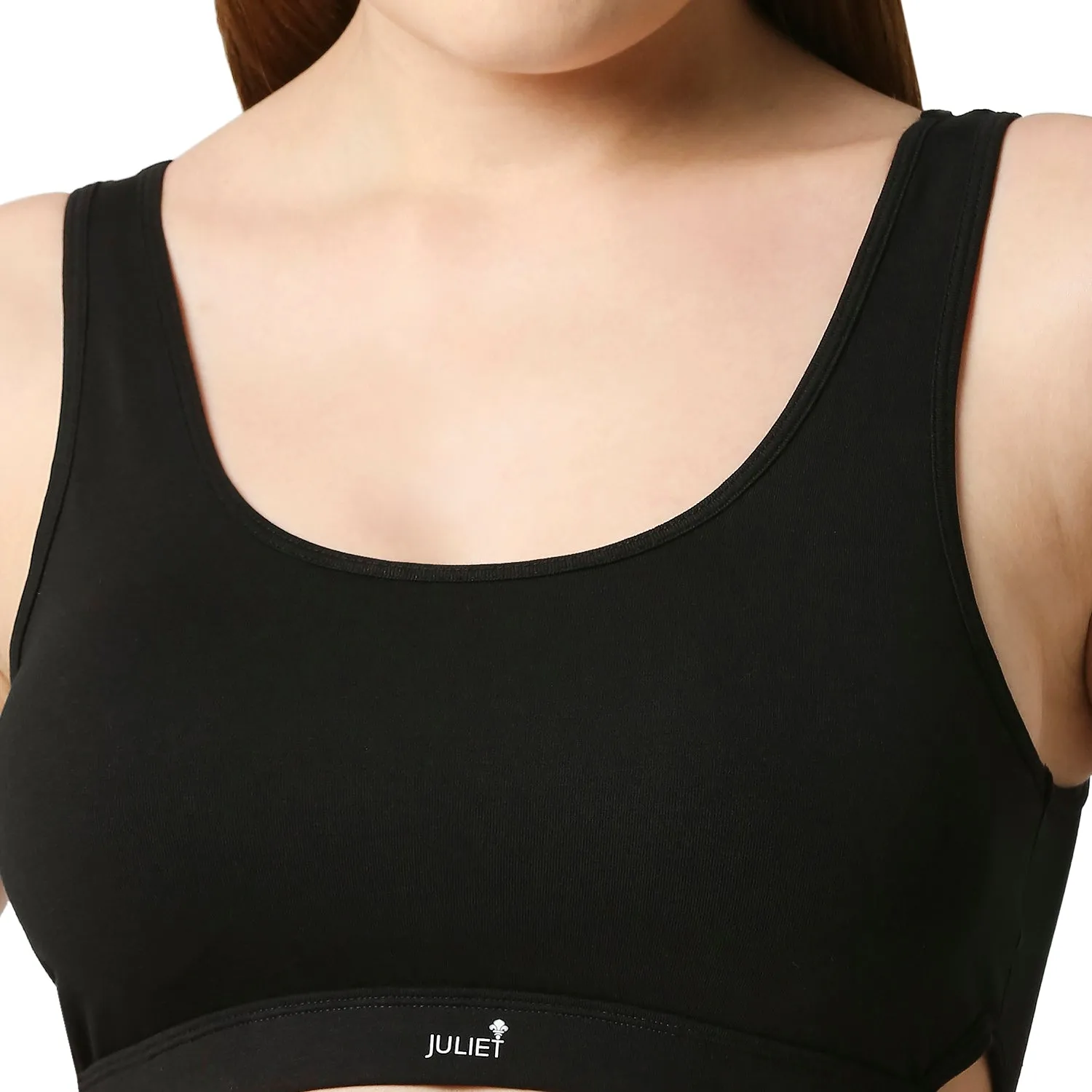 JS 90-4-Padded Solid Low Impact Sports Bra  Black