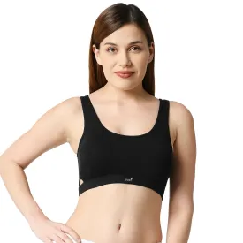 JS 90-4-Padded Solid Low Impact Sports Bra  Black