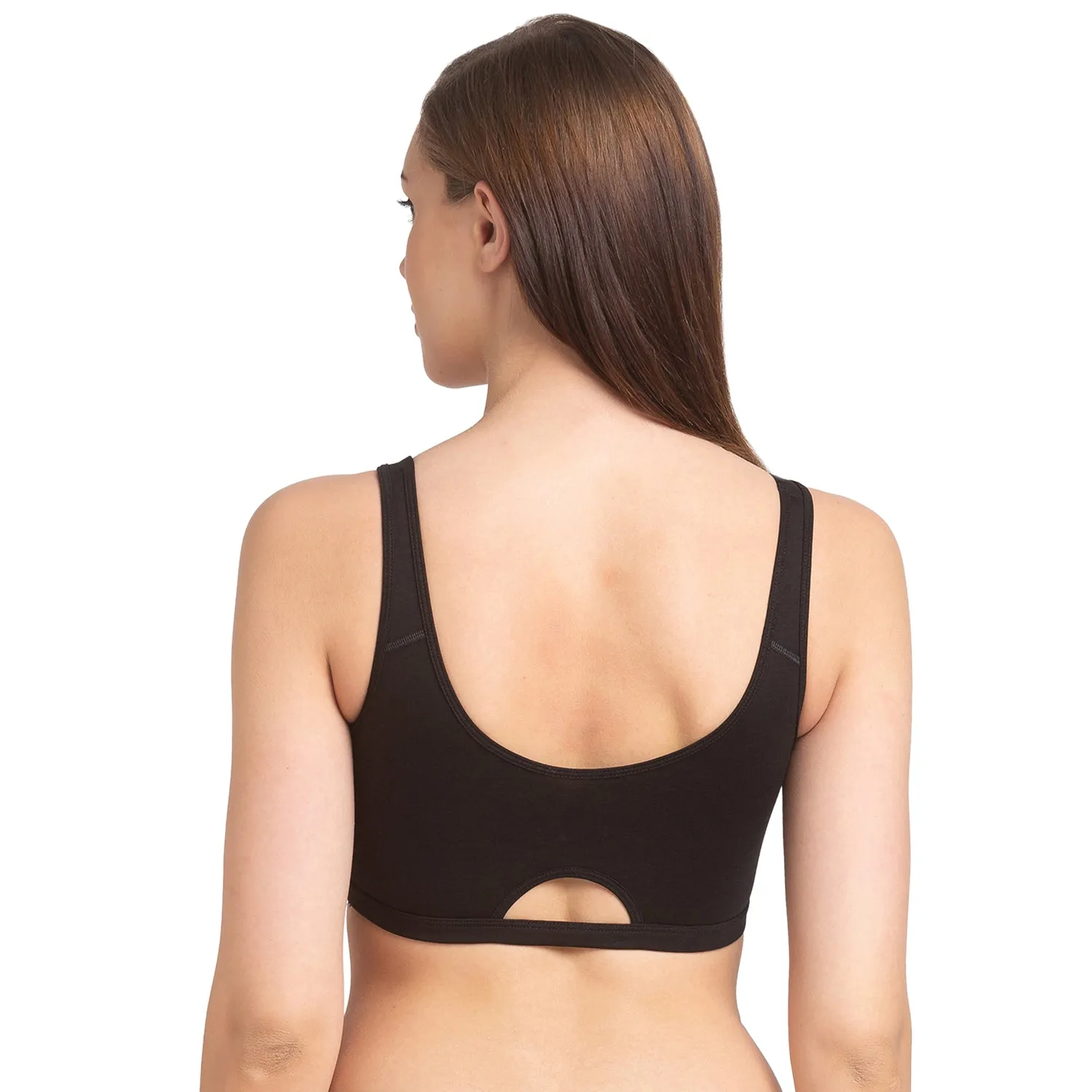 JS 90-Non Padded Solid Low Impact Sports Bra Black