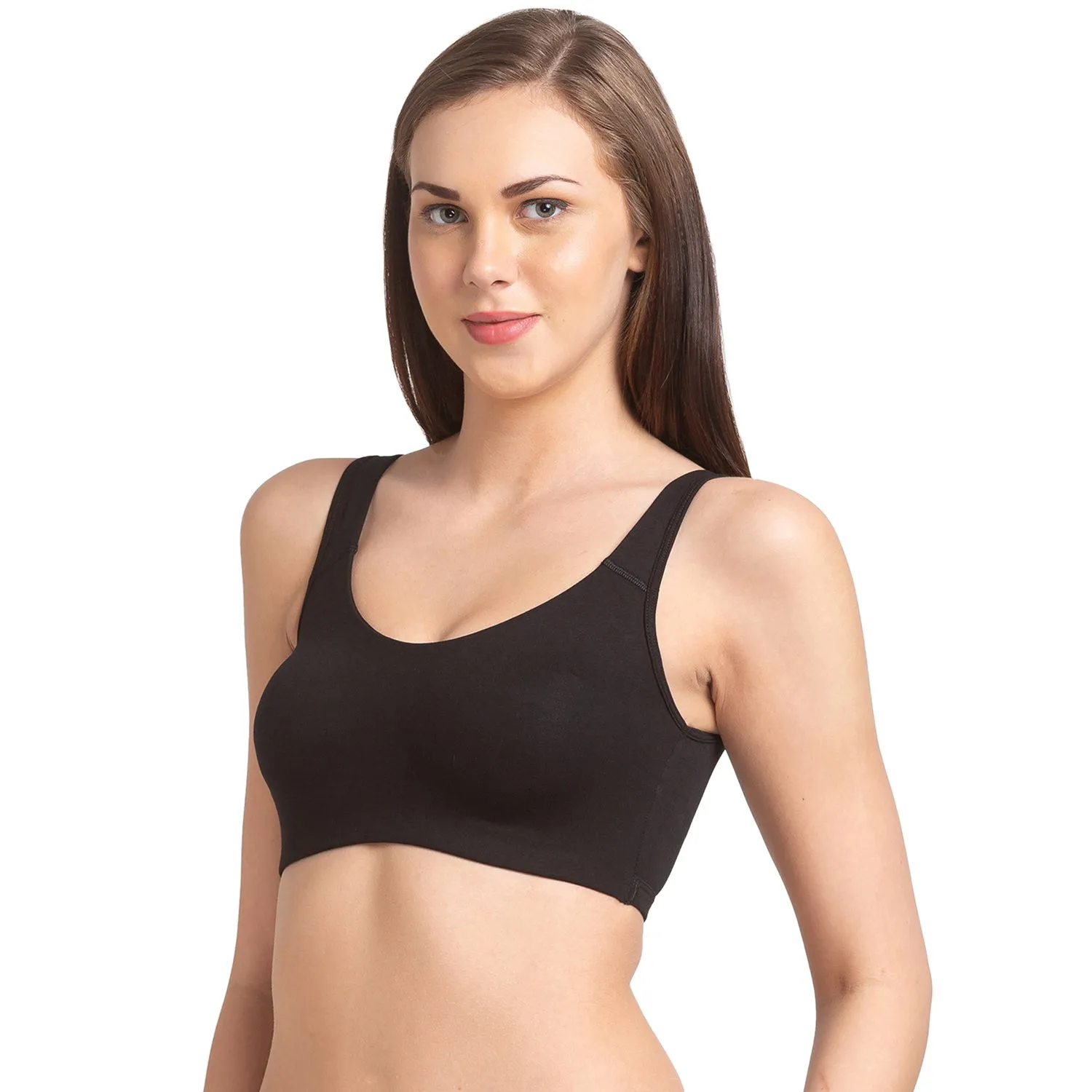 JS 90-Non Padded Solid Low Impact Sports Bra Black