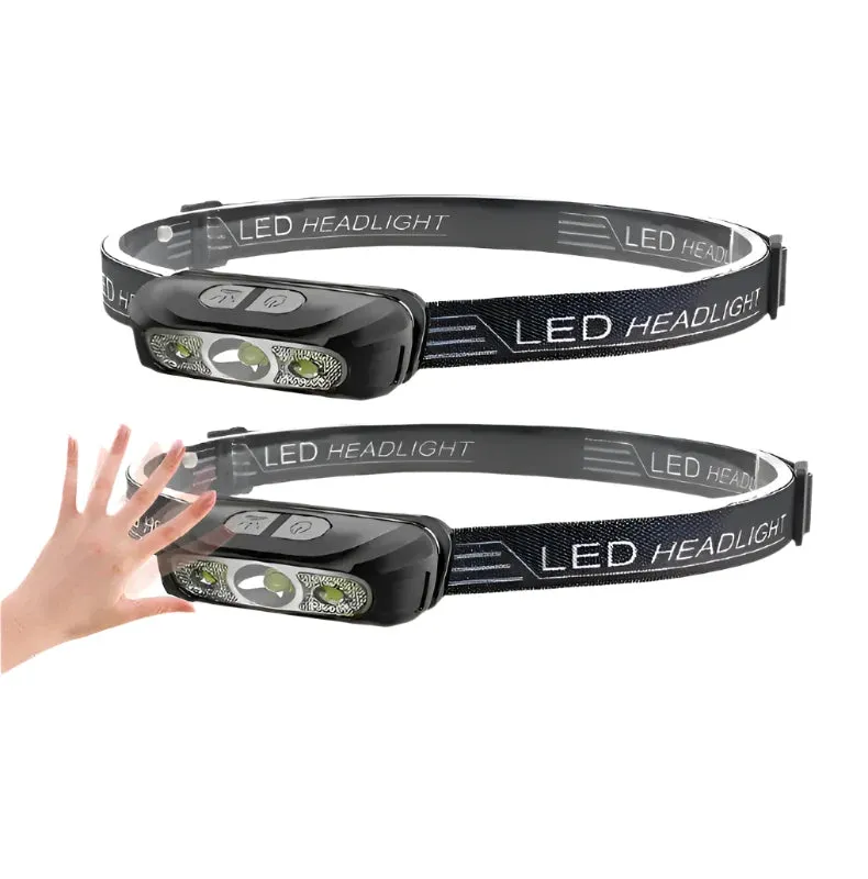 Mini LED Sensor Headlamp Body Motion Headlight Built-in Battery USB Rechargeable Outdoor Waterproof Camping Torch Lights