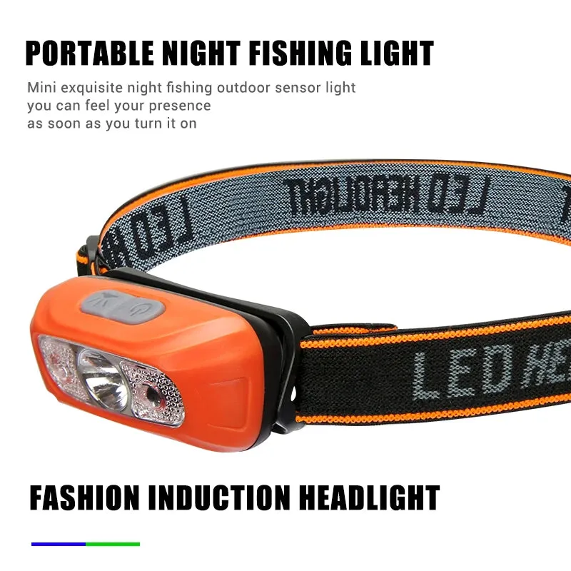 Mini LED Sensor Headlamp Body Motion Headlight Built-in Battery USB Rechargeable Outdoor Waterproof Camping Torch Lights