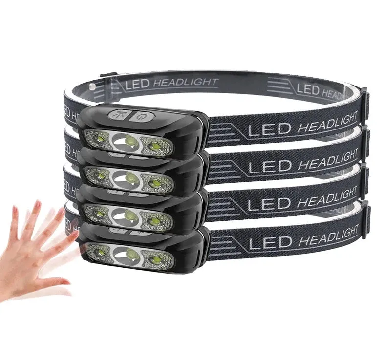 Mini LED Sensor Headlamp Body Motion Headlight Built-in Battery USB Rechargeable Outdoor Waterproof Camping Torch Lights