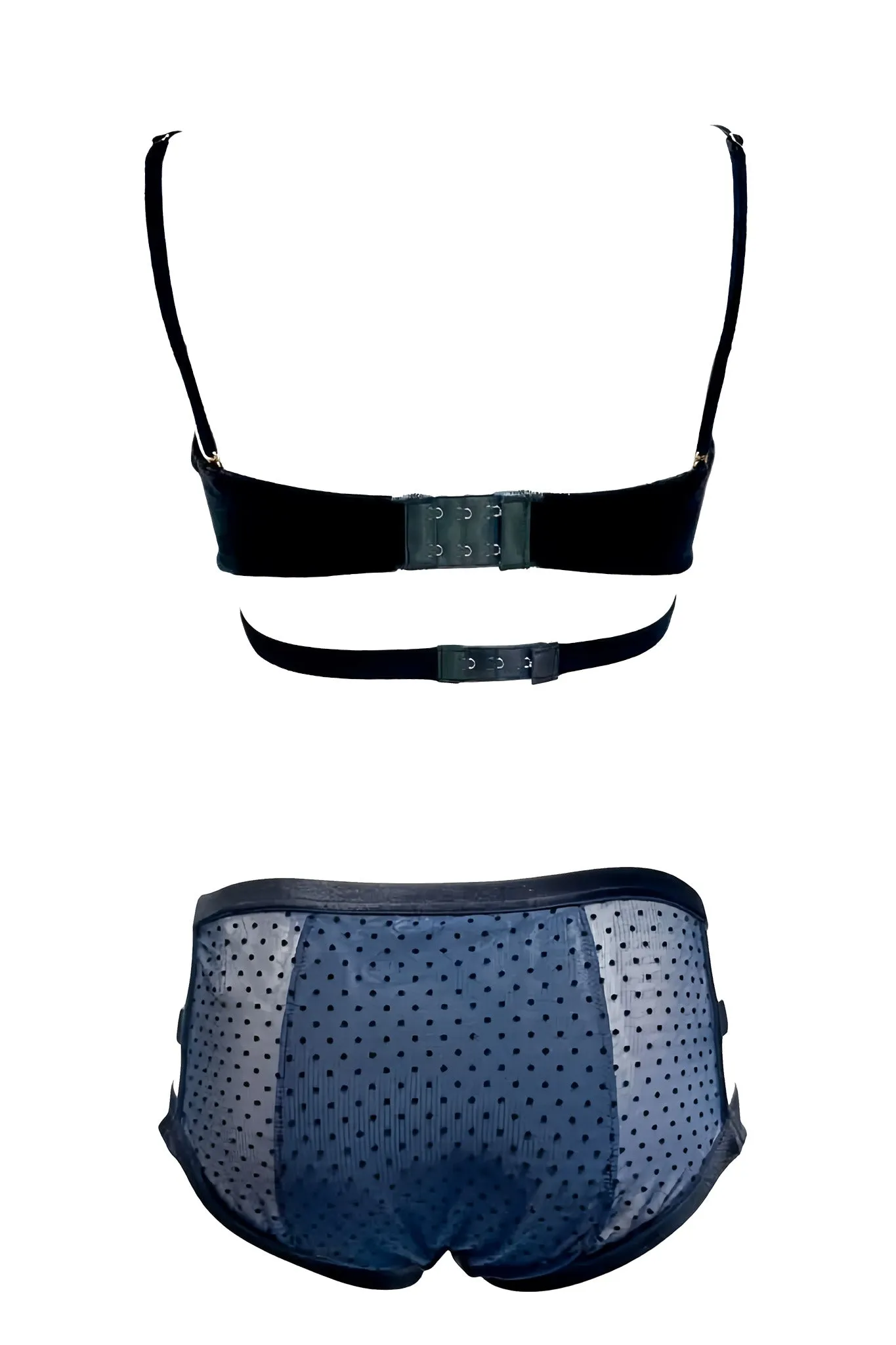 Navy Velour Lingerie Set