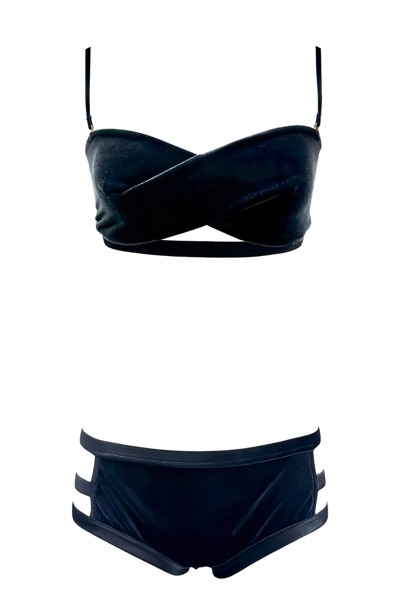 Navy Velour Lingerie Set