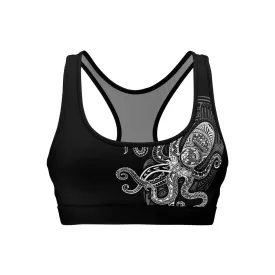 Octopus Tribal Tattoo Women's Padded Sports Bra