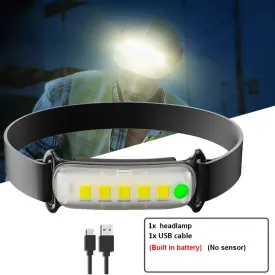 Powerful Q5 COB LED Headlamp Rechargeable 3-Modes Headlight Built-in Battery Waterproof Portable  Head Lamp Camping Head Lamp
