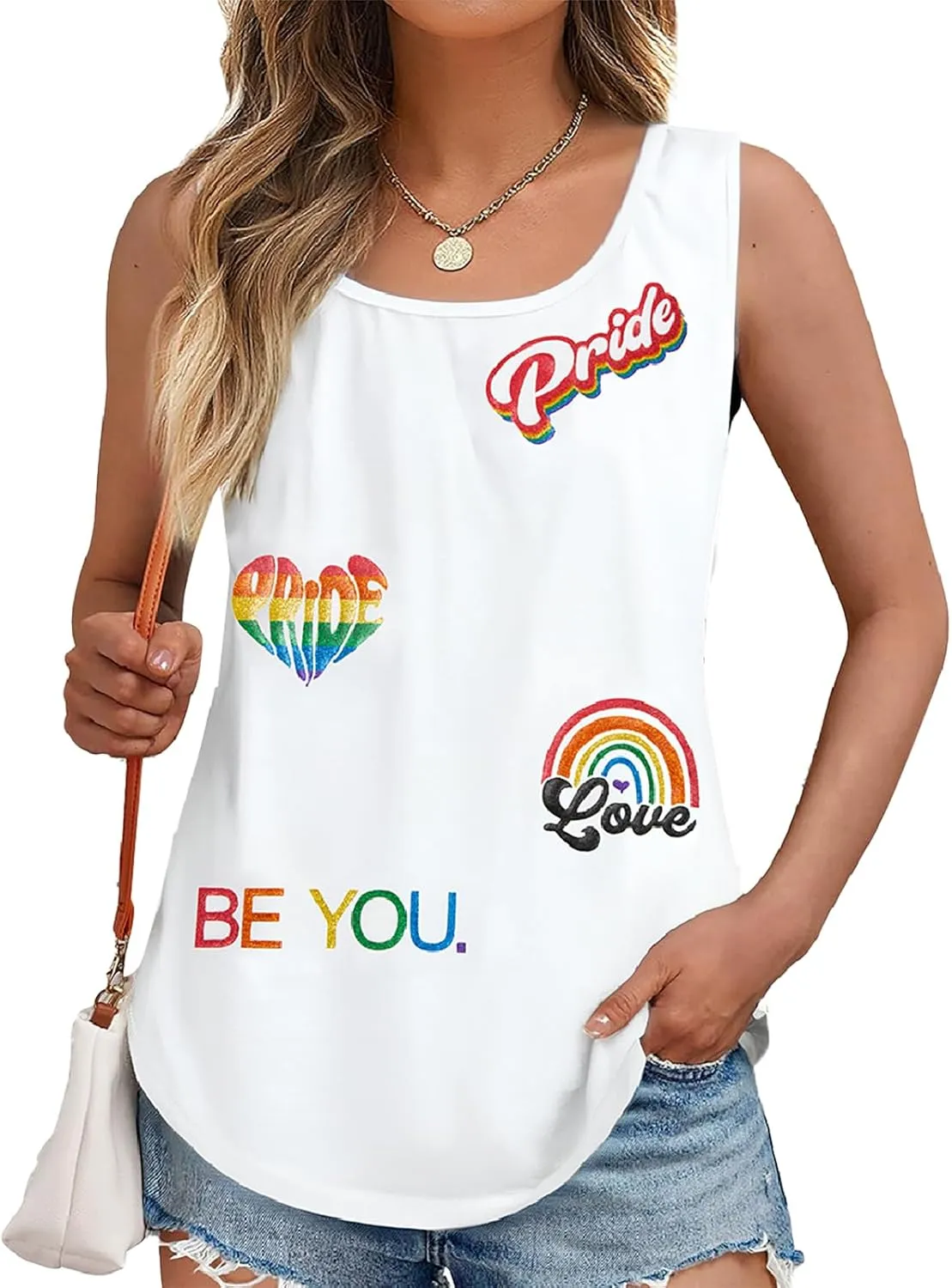Pride Tank Tops for Women Rainbow Love Graphic Tshirt Be You LGBT Sleeveless Shirt Summer Vacation Vest Tops