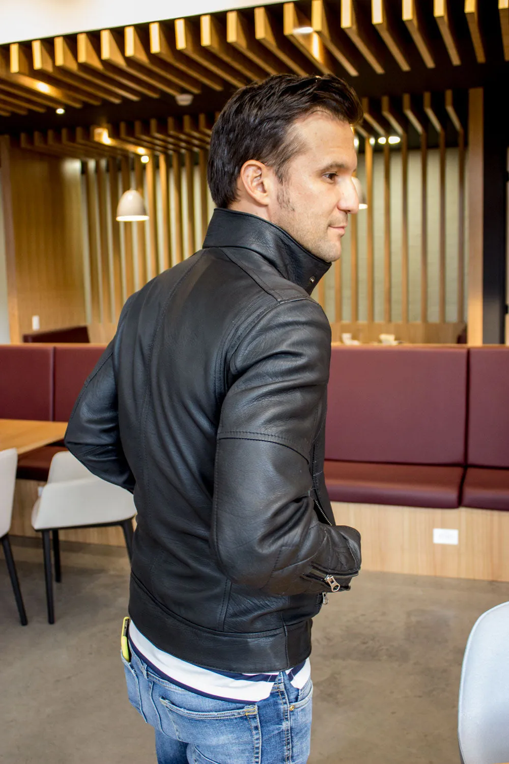 SOL Leather Jacket Lightweight Black Calfskin