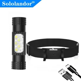 SOLOLANDOR XPG G3 LED Headlamp 6-Mode indicator Powerful Headlight USB Rechargeable Type C Head Torch for Camping Hunting Light
