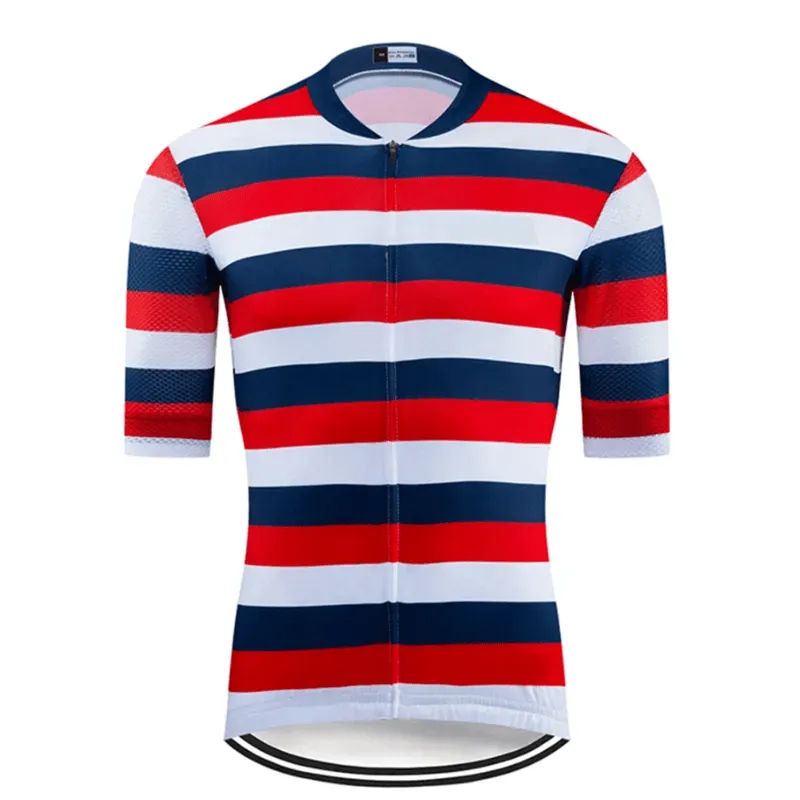 Stripes Breathable Mountain Short Sleeve Road Bike Jersey Men Cycling 2021 Bicycle Jersey Maillot Ciclismo