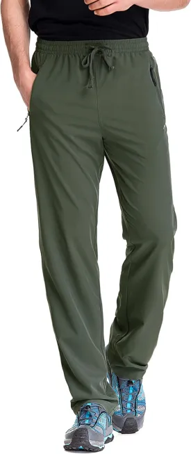 TRAILSIDE SUPPLY CO. Mens Lightweight Track Pants,Stretchy Pants with Zipper Pockets,Loose Fit