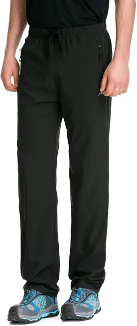 TRAILSIDE SUPPLY CO. Mens Lightweight Track Pants,Stretchy Pants with Zipper Pockets,Loose Fit