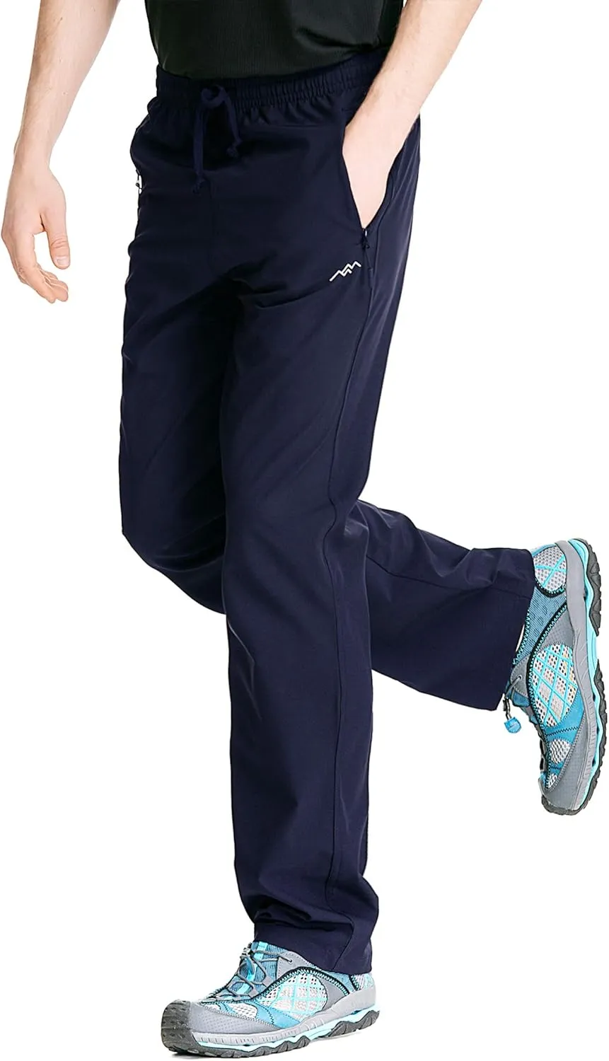 TRAILSIDE SUPPLY CO. Mens Lightweight Track Pants,Stretchy Pants with Zipper Pockets,Loose Fit