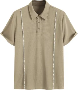 ZAFUL Men's Casual Button-Down Shirts Short Sleeve Striped Dress Shirts Button Down Tops